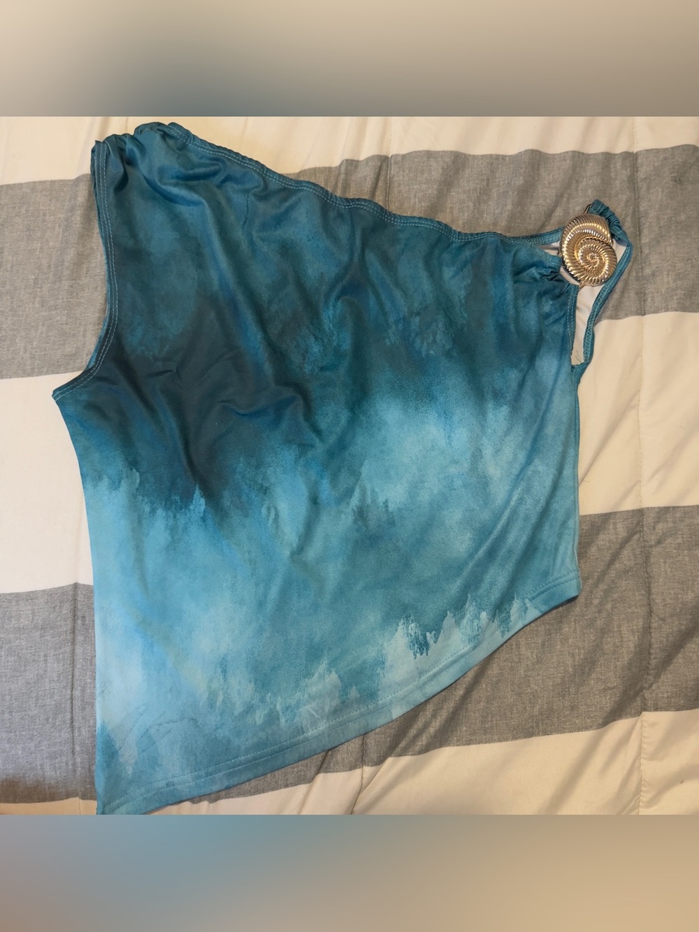 One-Shoulder Blue Gradient Women’s Top